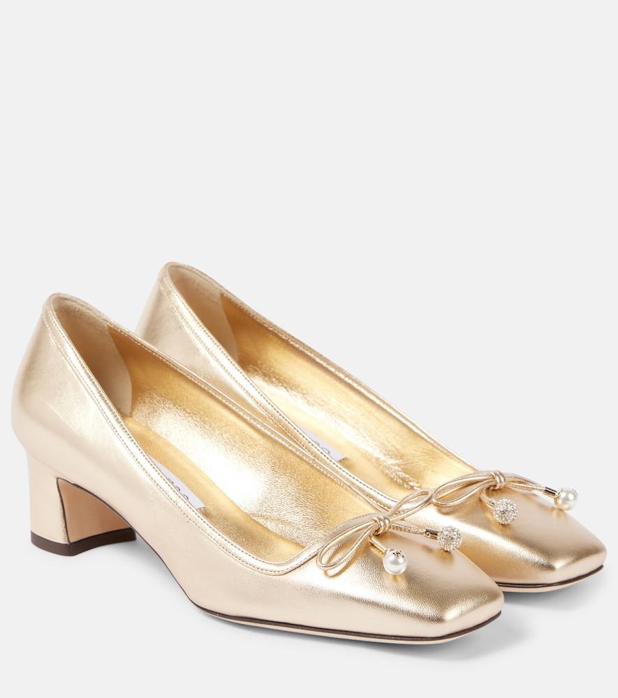 jimmy choo elme 45 metallic leather pumps