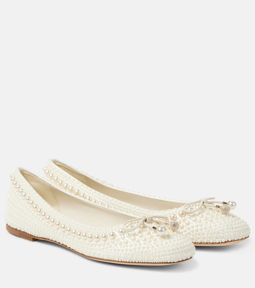 jimmy choo elme embellished satin ballet flats