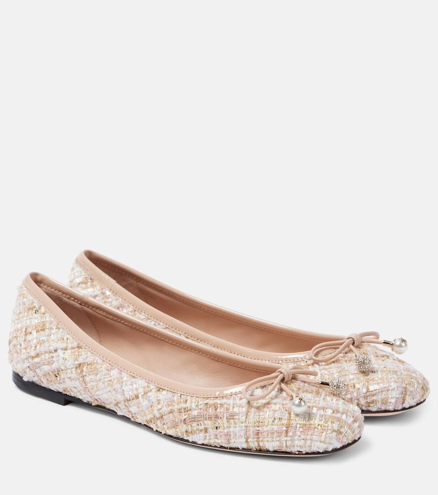 jimmy choo elme tweed ballet flats