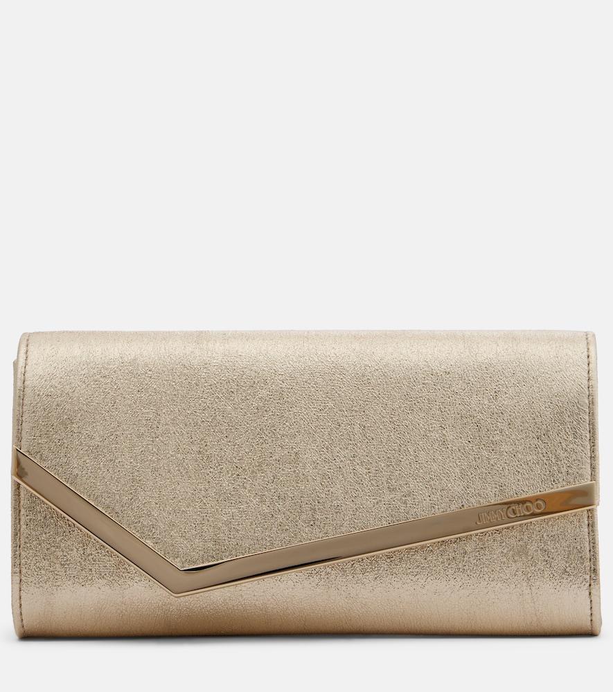 jimmy choo emmie small metallic leather clutch