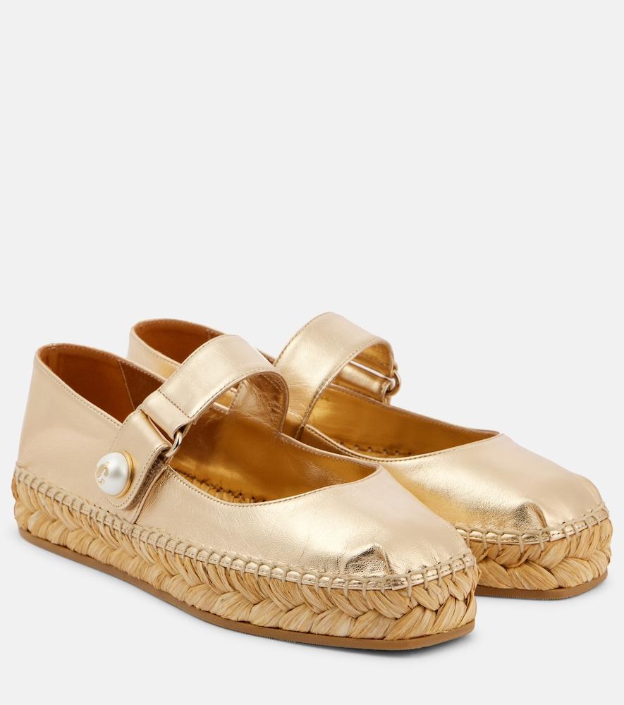 jimmy choo fayence metallic leather espadrilles
