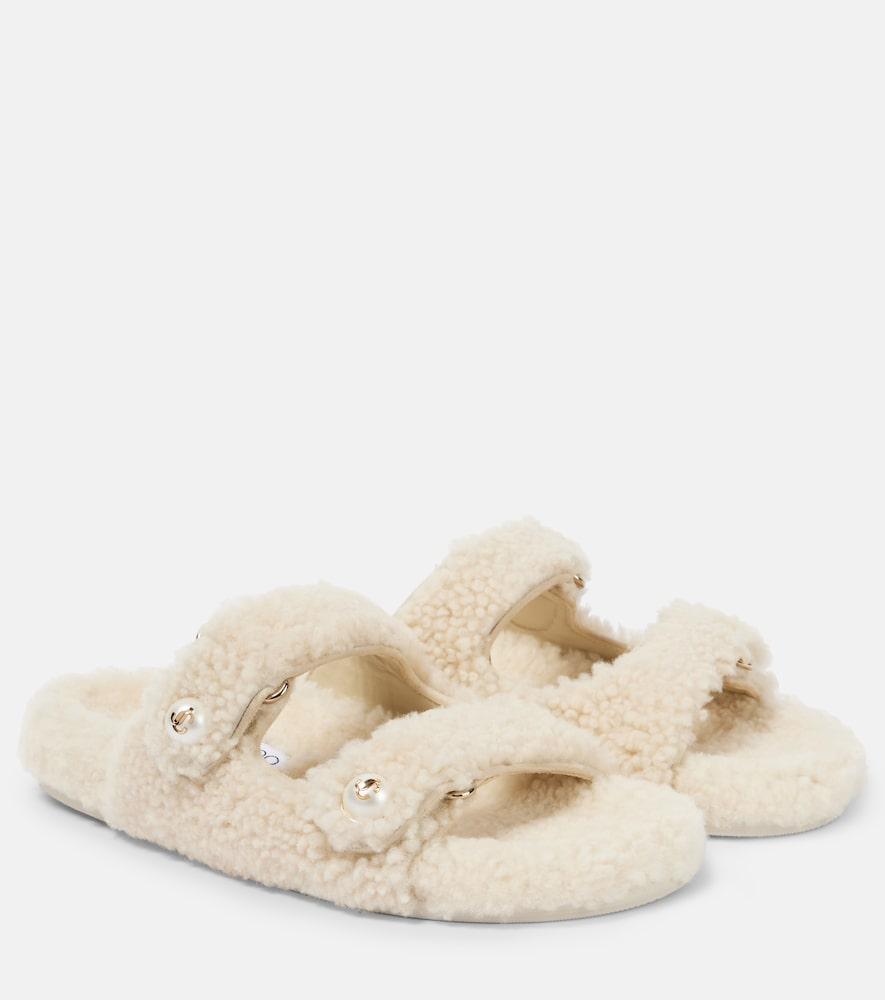 jimmy choo fayence shearling sandals