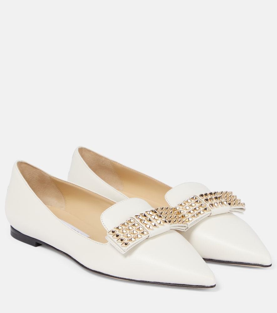 jimmy choo gala embellished leather ballet flats
