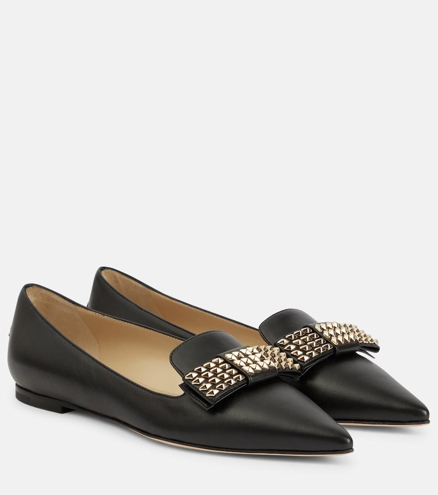 jimmy choo gala embellished leather ballet flats