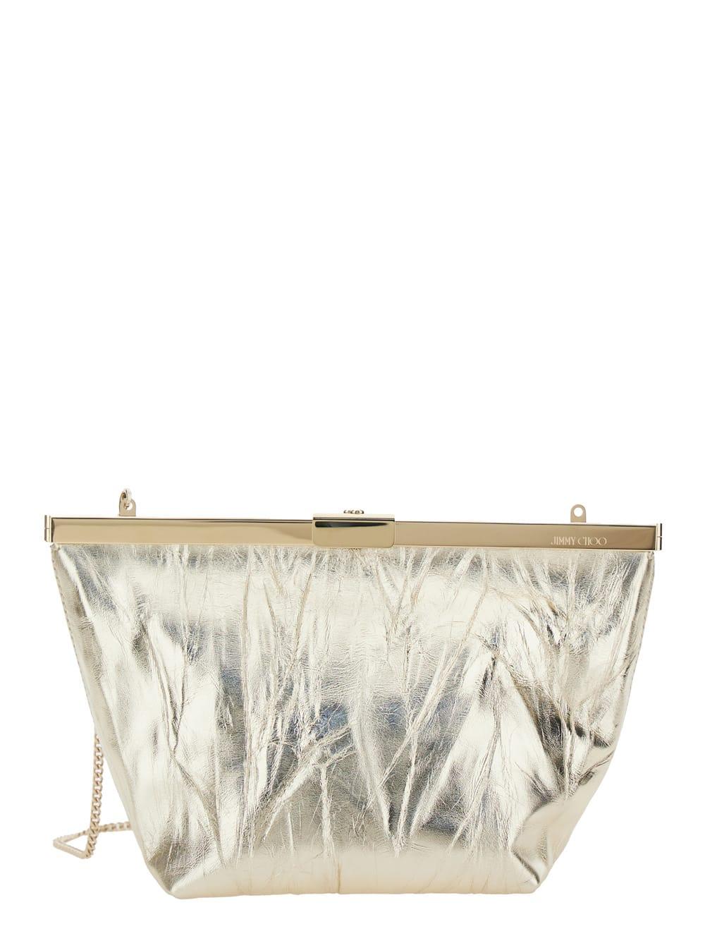 jimmy choo ganache clutch bag with metallic leather detail