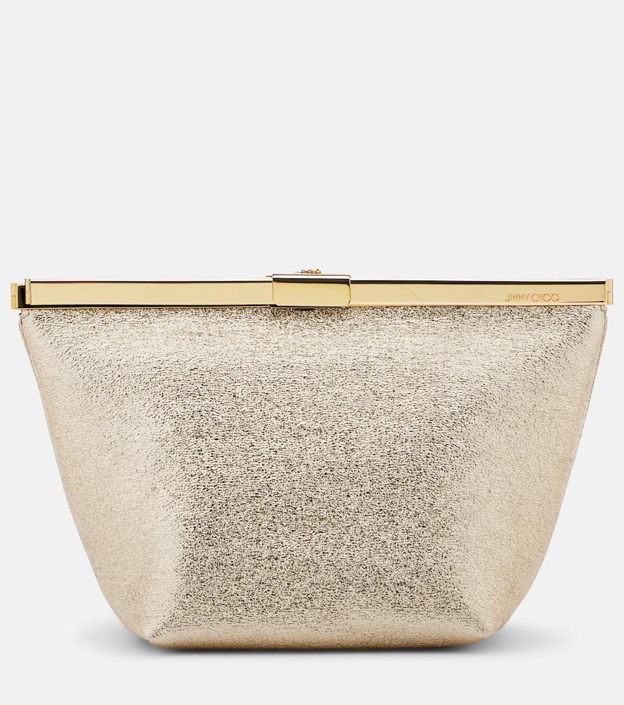 jimmy choo ganache metallic leather clutch