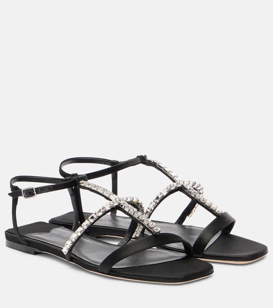 jimmy choo gwyn embellished satin sandals
