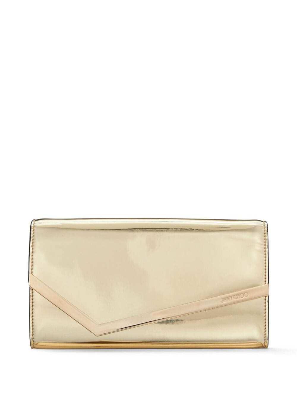 jimmy choo handbag emmie with magnetic closure in gold mirror fabric for women