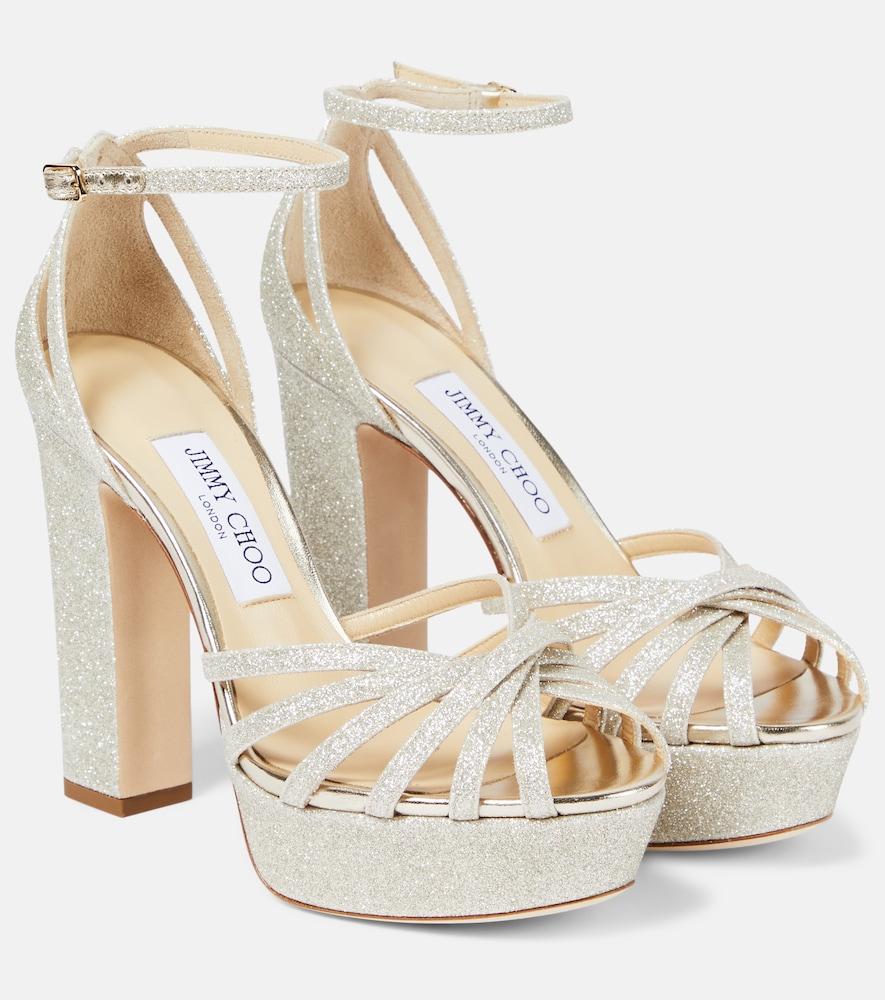 jimmy choo isra glitter platform sandals