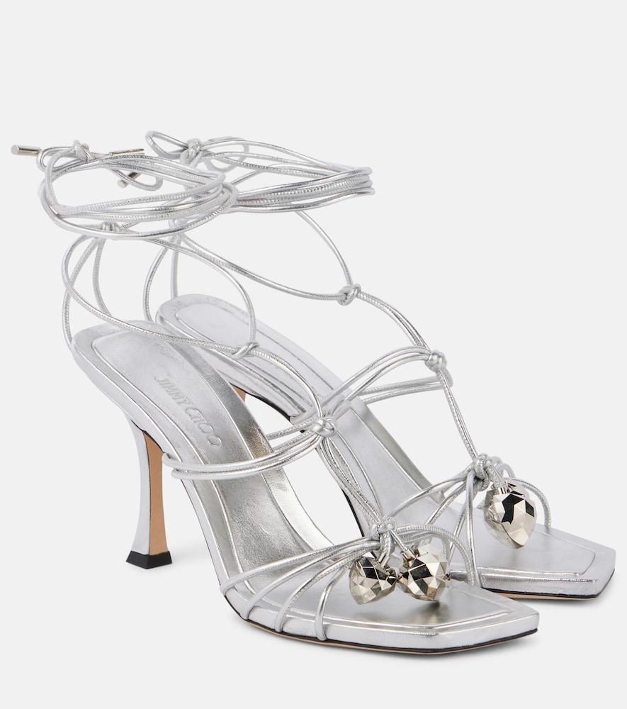 jimmy choo jemma 90 metallic leather sandals