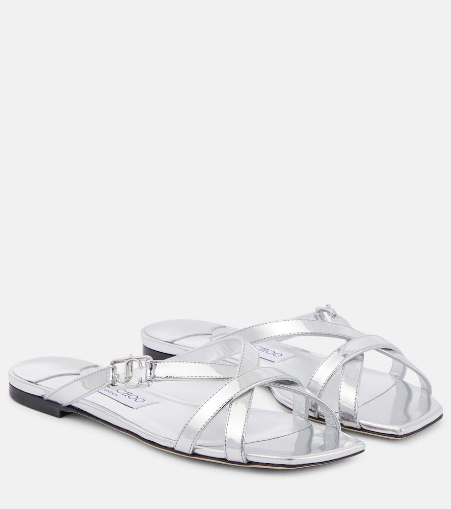jimmy choo jess metallic leather sandals