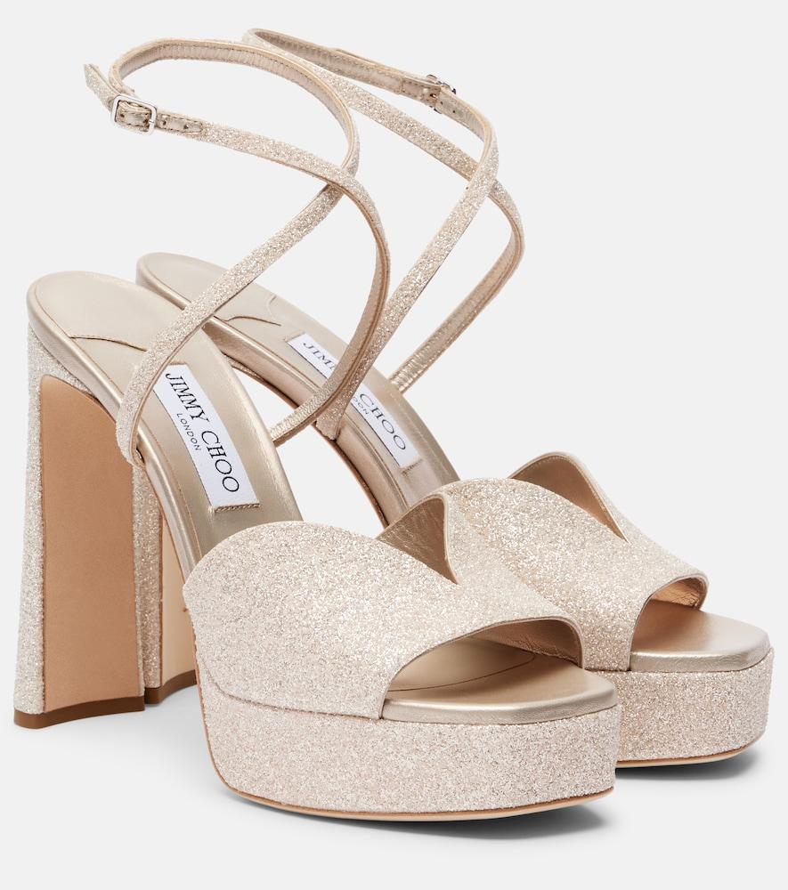 jimmy choo karli 125 glitter platform sandals
