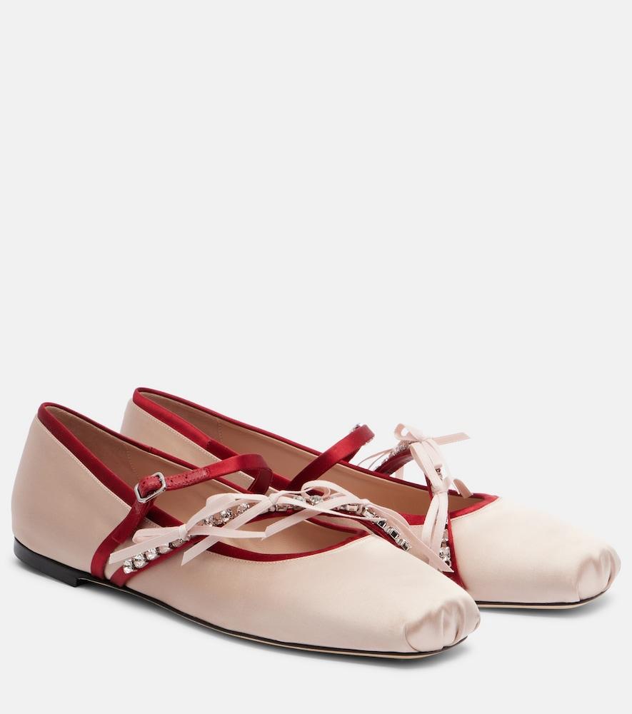 jimmy choo loli embellished satin ballet flats