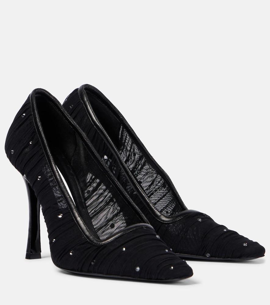 jimmy choo lotta 100 embellished mesh pumps
