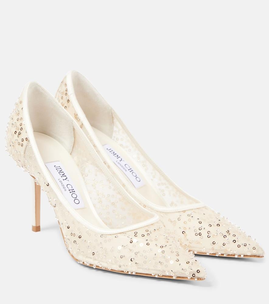 jimmy choo love 85 beaded mesh pumps