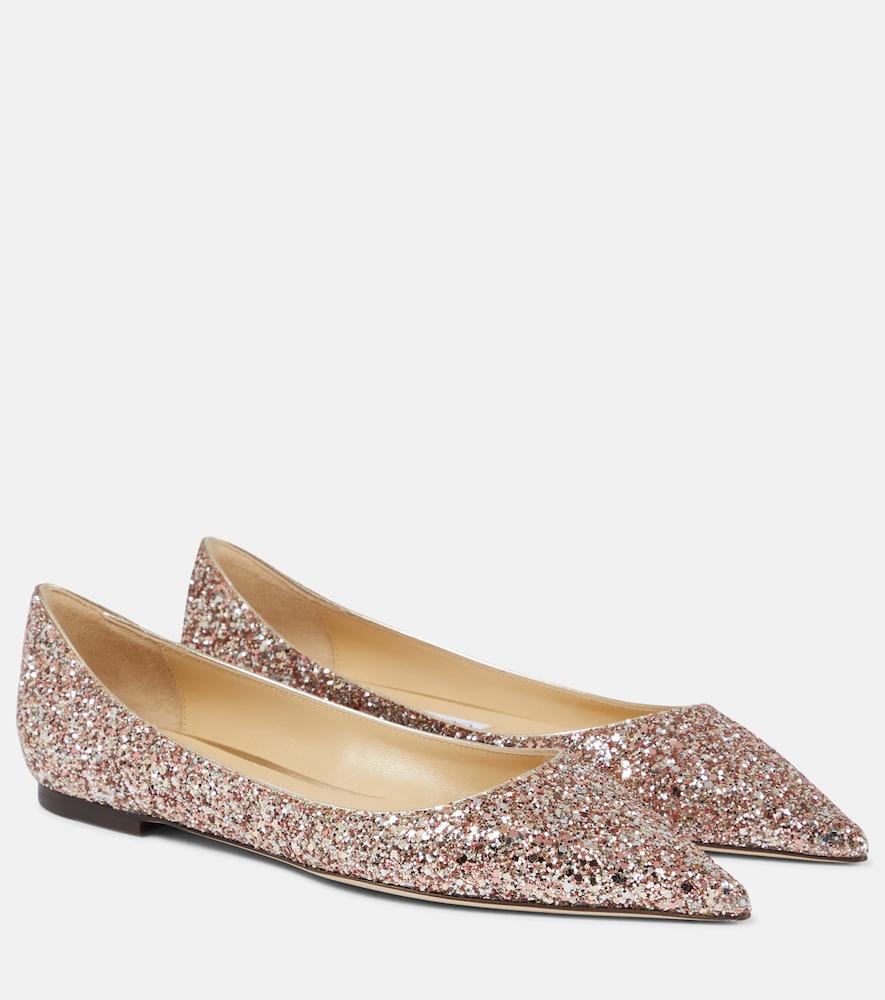 jimmy choo love glitter ballet flats