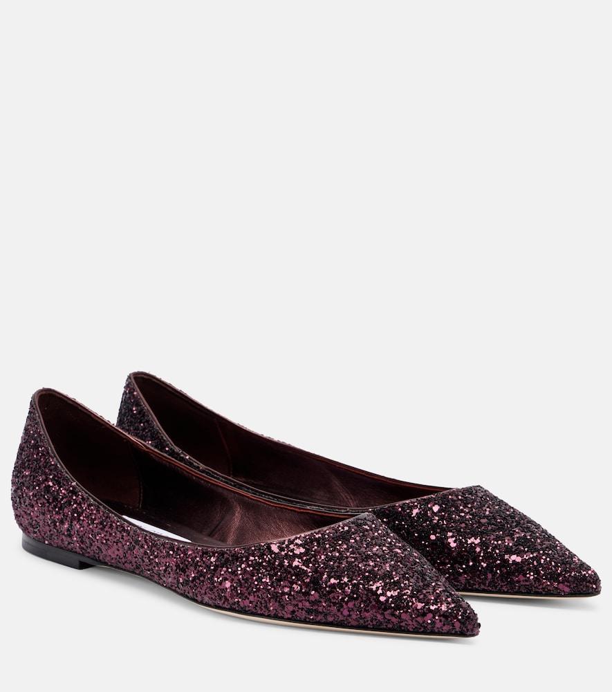 jimmy choo love glitter ballet flats
