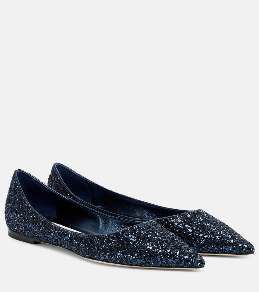 jimmy choo love glitter ballet flats