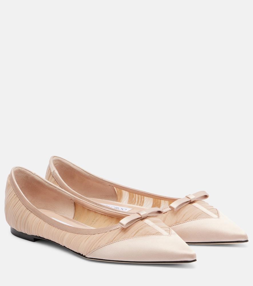 jimmy choo love mesh and satin ballet flats