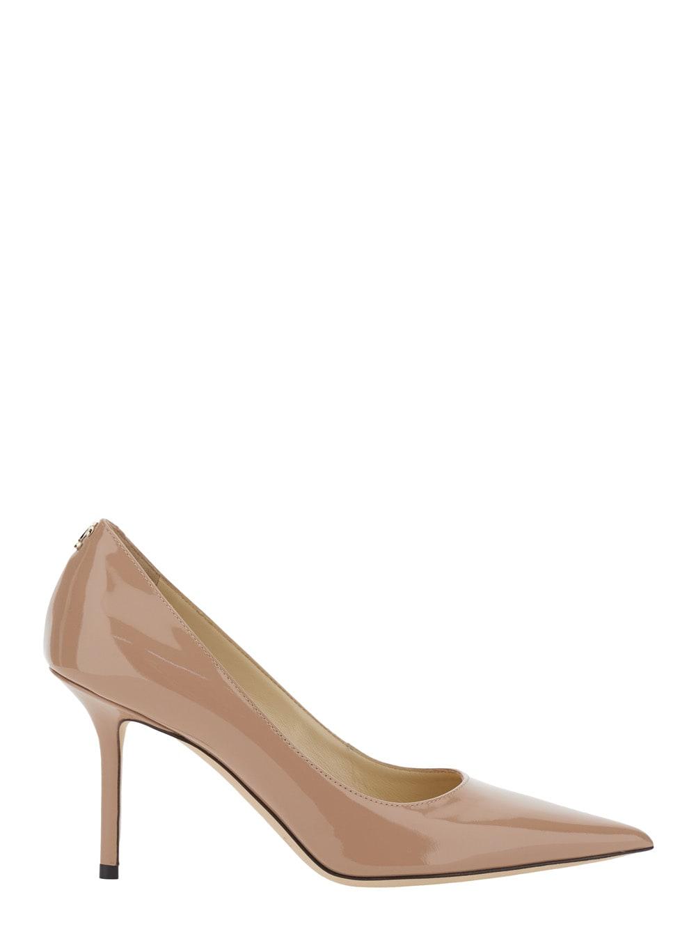 jimmy choo love pink pumps with high stiletto heel and logo plaque on the rear in leather woman