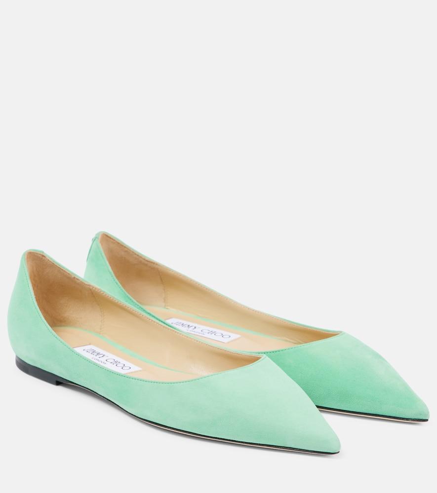 jimmy choo love suede ballet flats