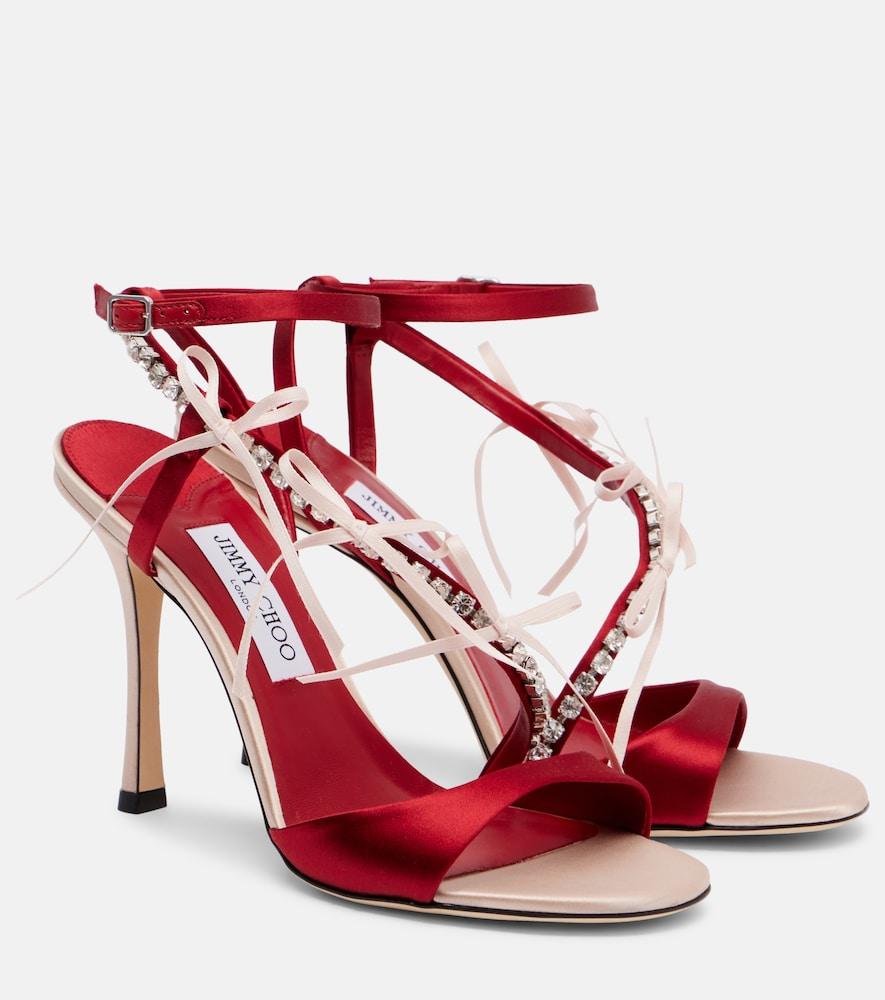jimmy choo lula 100 embellished satin sandals