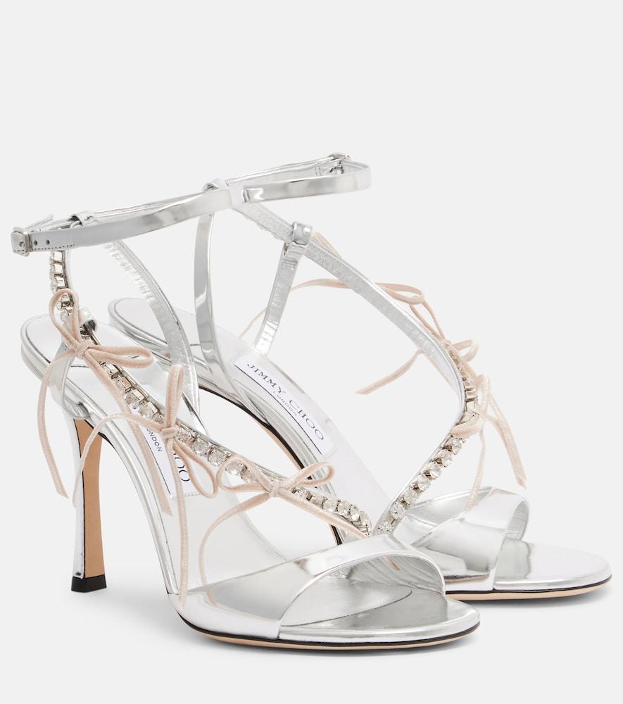 jimmy choo lula 100 metallic leather sandals