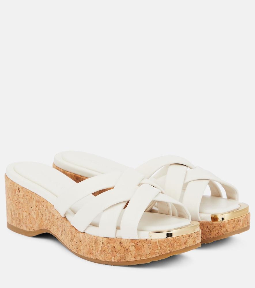 jimmy choo maribou 50 leather sandals