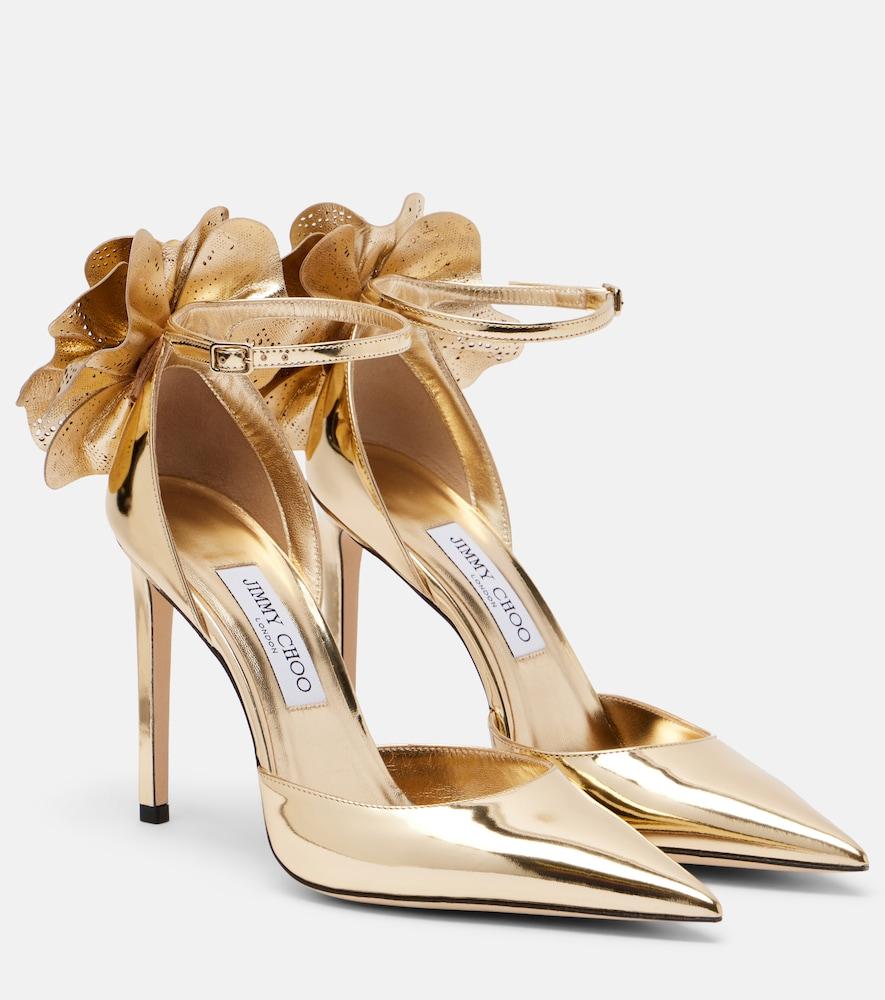 jimmy choo marja 100 metallic leather pumps