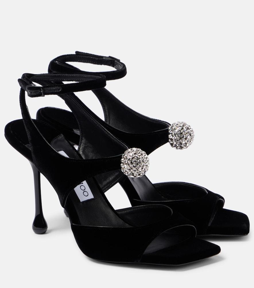 jimmy choo orb 95 embellished velvet sandals