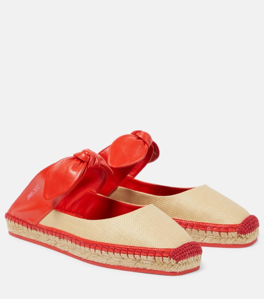jimmy choo reka leather and raffia espadrilles