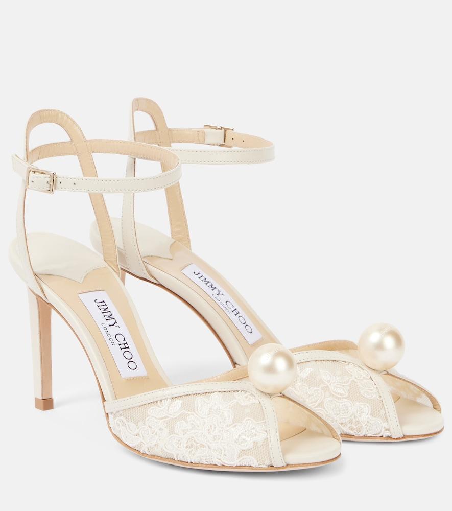 jimmy choo sacora 85 leather and lace sandals