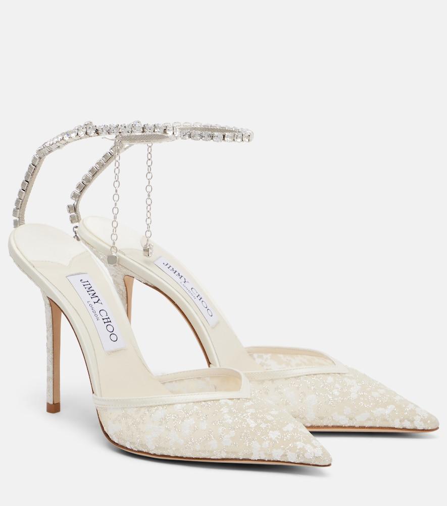 jimmy choo saeda 100 embellished mesh pumps
