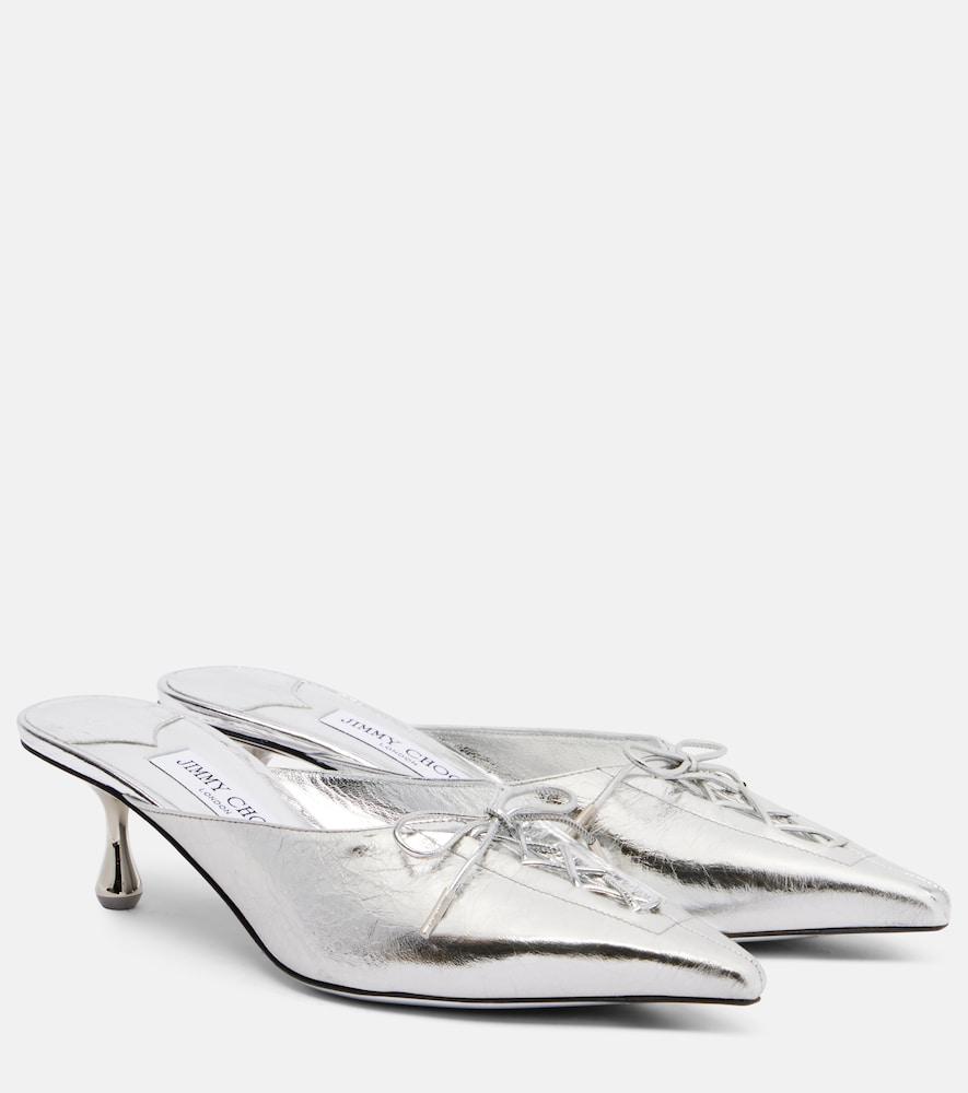 jimmy choo scarlett 50 metallic leather mules