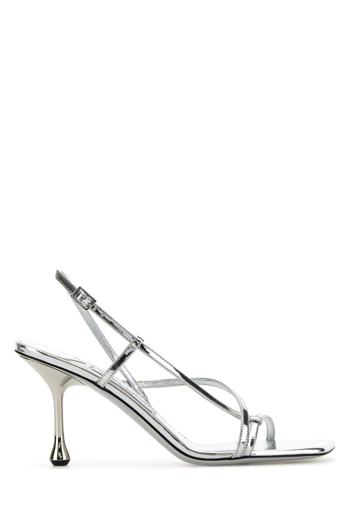 jimmy choo silver leather etana 80 sandals