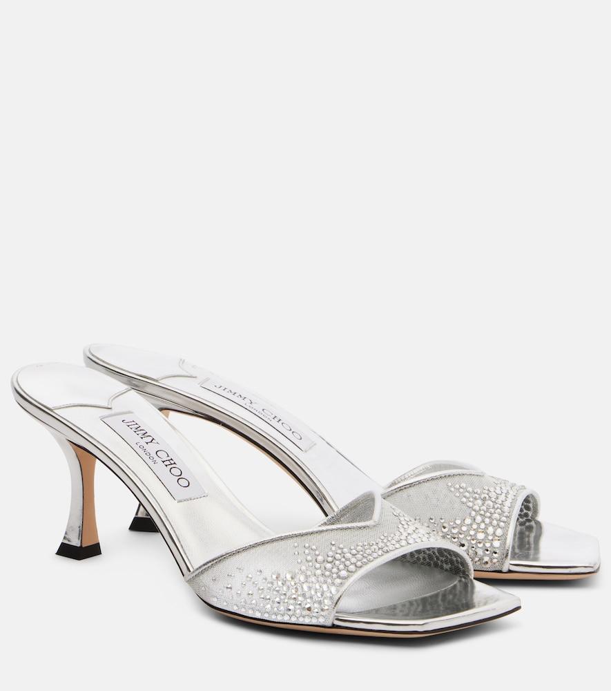 jimmy choo skye 70 embellished mesh mules