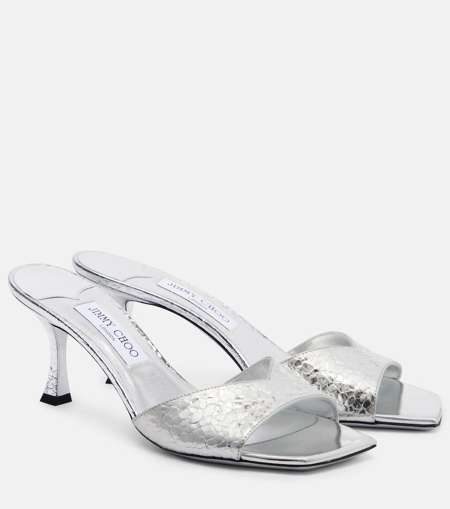 jimmy choo skye 70 metallic leather mules