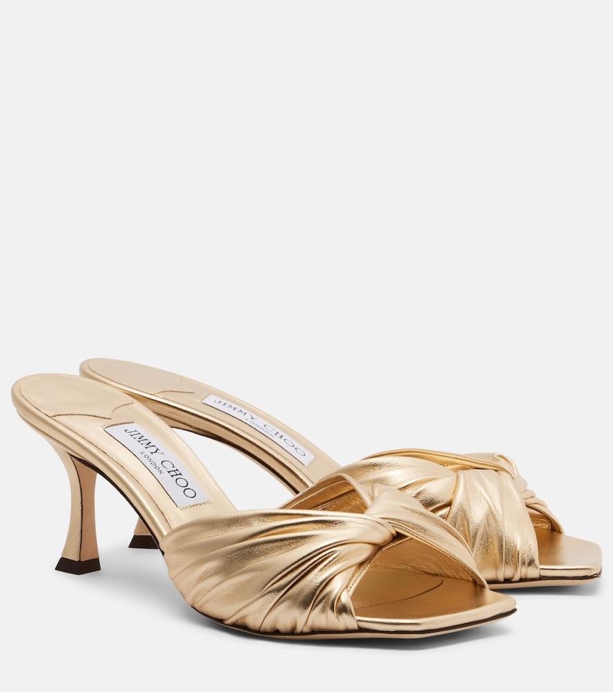 jimmy choo skye metallic leather mules