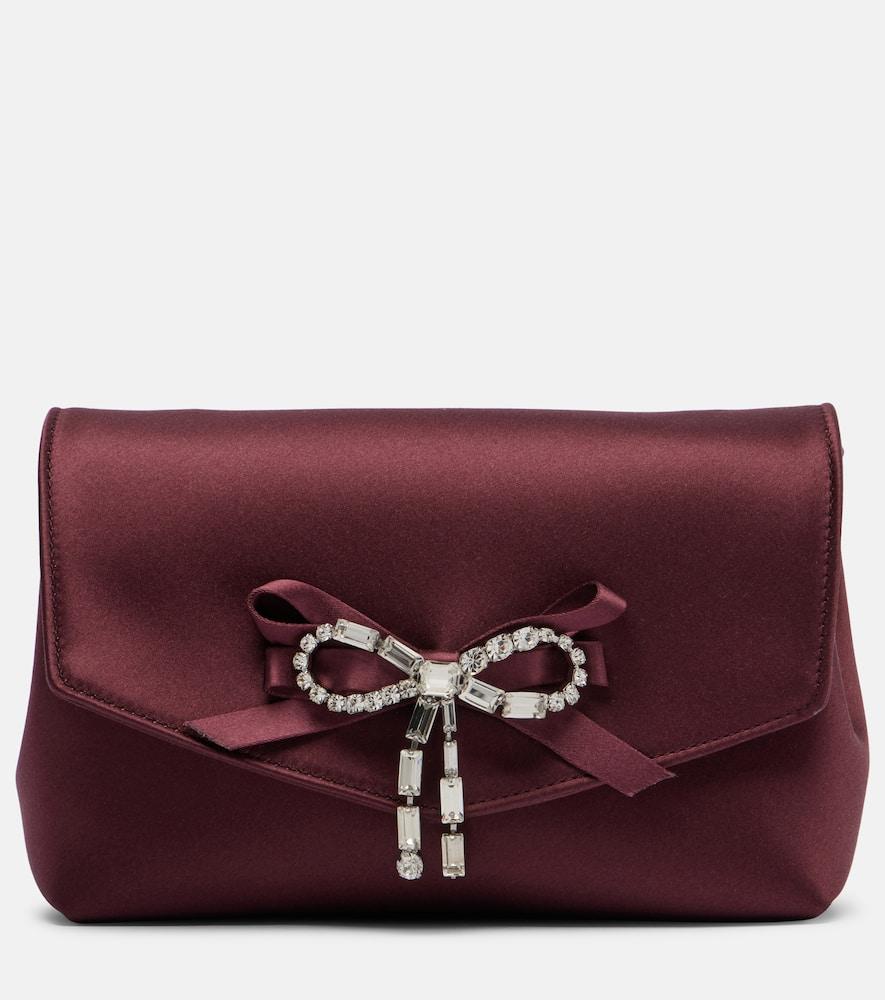 jimmy choo soft bow mini embellished satin clutch
