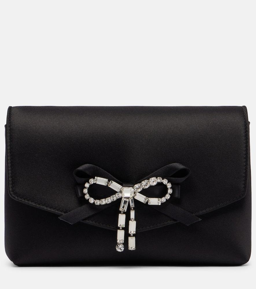 jimmy choo soft bow mini embellished satin clutch