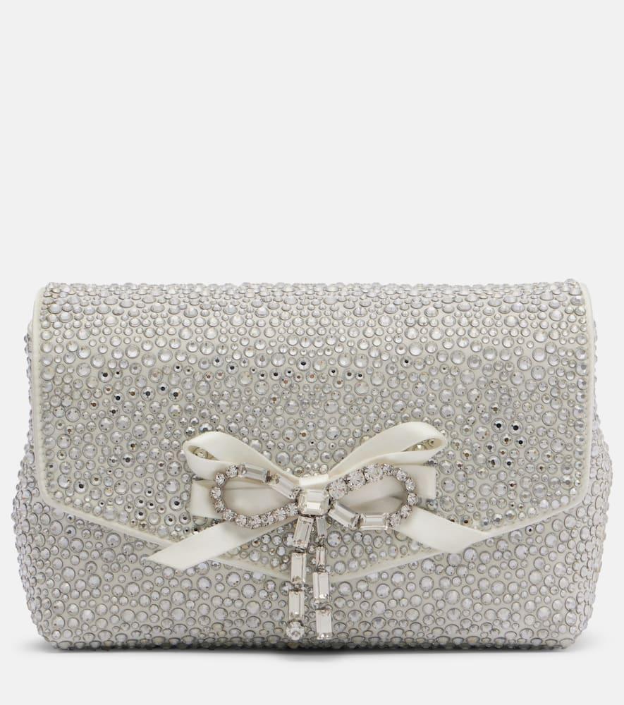 jimmy choo soft bow mini embellished satin clutch