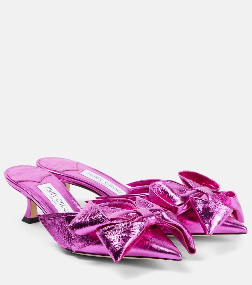 jimmy choo staz 50 metallic leather mules