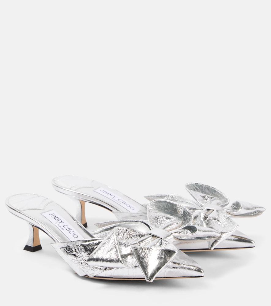 jimmy choo staz 50 metallic leather mules