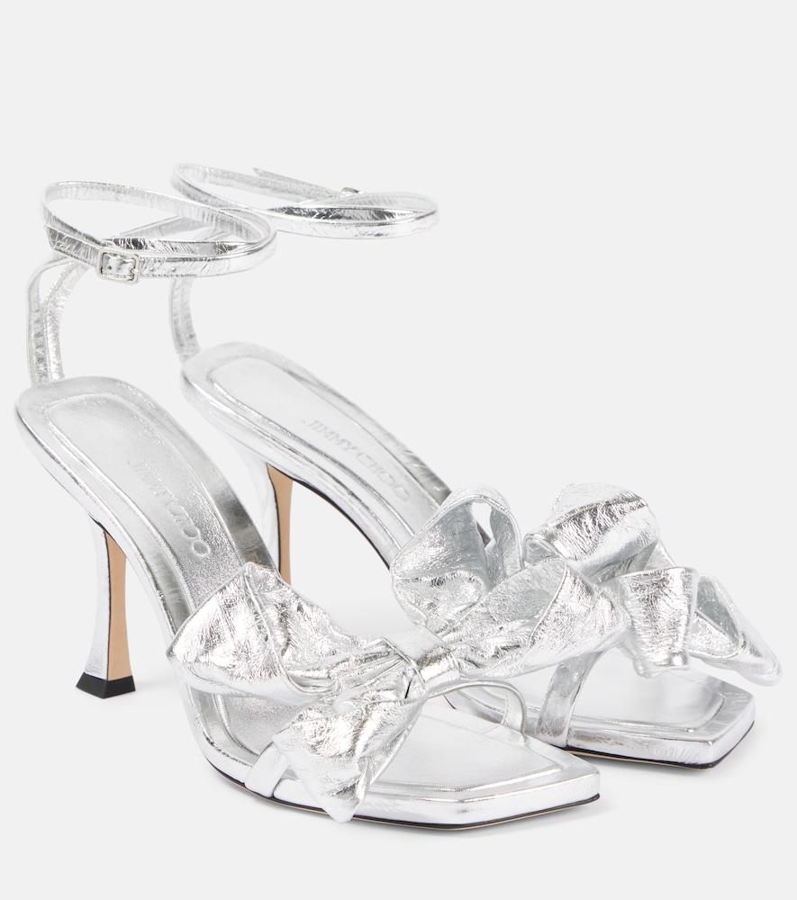 jimmy choo staz 90 metallic leather sandals