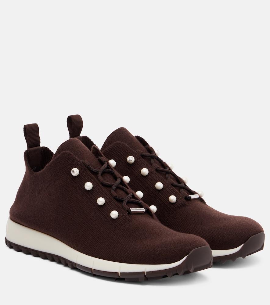 jimmy choo veles embellished cashmere sneakers