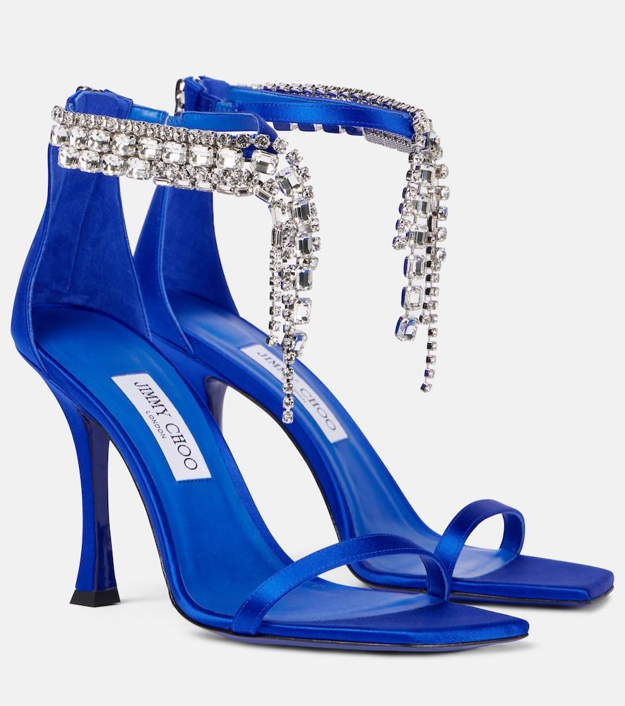 jimmy choo verity 100 embellished satin sandals