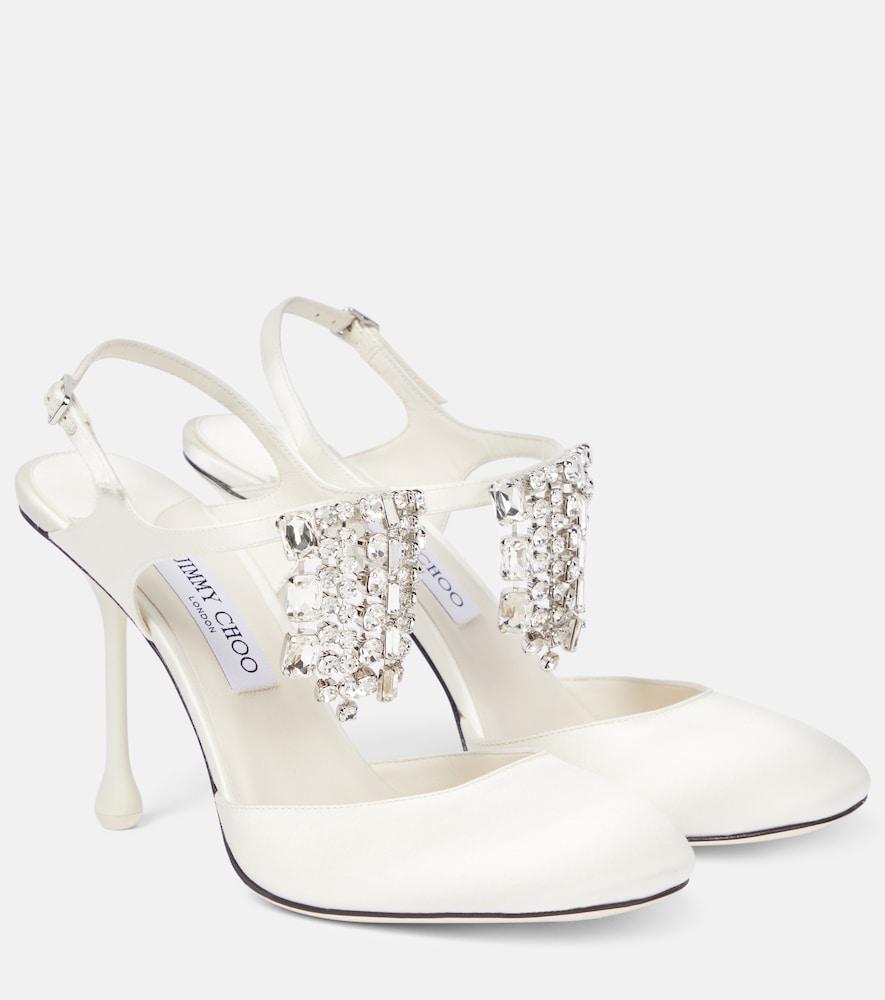 jimmy choo verity 95 embellished satin pumps
