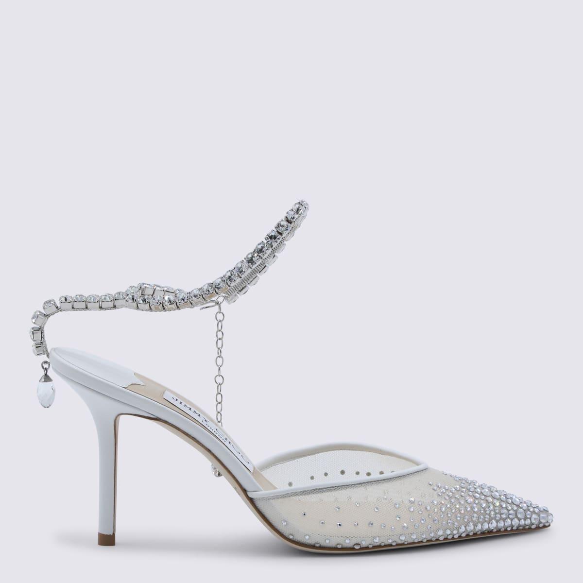 jimmy choo white and crystal pumps