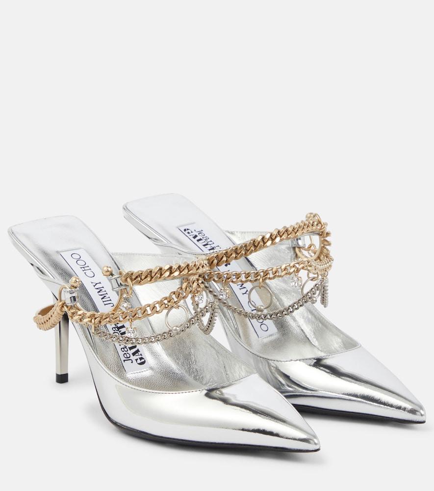 jimmy choo x jean paul gaultier embellished leather slingback pumps