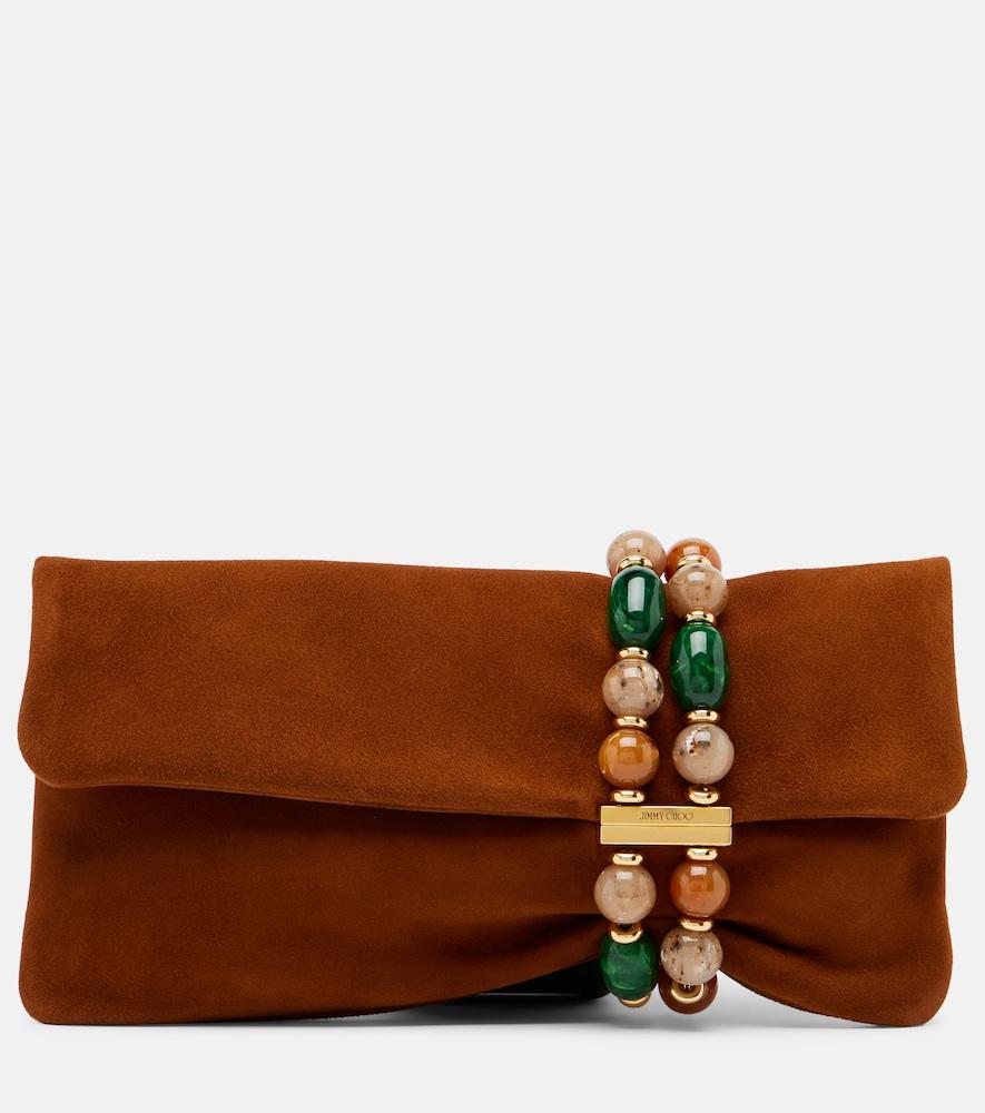 jimmy choo zandra beaded suede clutch